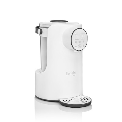 Lionelo BabyPresto - пристрій для приготування дитячої суміші, швидке приготування, функція кип'ятіння та дехлорування, скляна тара 2л, підтримка температури до 24 годин • White Natural