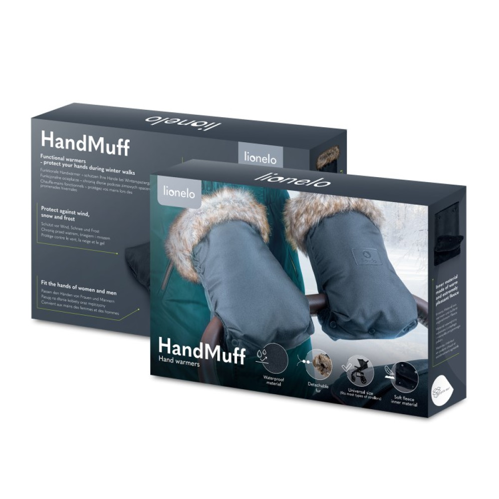 Lionelo Handmuff - тёплая муфта для рук для коляски, материал защищающий от ветра и влаги • Black