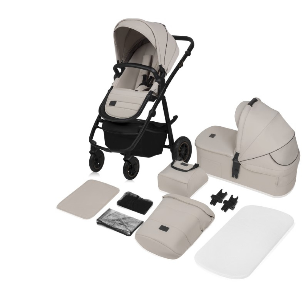 Lionelo Amber Plus - детская коляска 2 в 1, всесезонная коляска с люлькой для новорожденных, быстрое складывание, высокое крепление люльки (75 см) • Beige Sand Lionelo Amber Plus - детская коляска 2 в 1, всесезонная коляска с люлькой для новорожденных, быстрое складывание, высокое крепление люльки (75 см) • Beige Sand