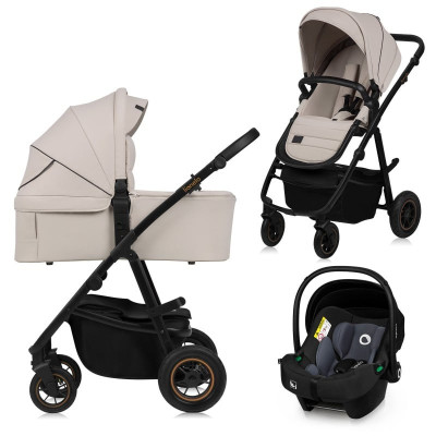 Lionelo Amber Plus - детская коляска 3 в 1, автокресло Lionelo Astrid i-Size (40 - 87 см), всесезонная коляска с люлькой для новорожденных, высокая люлька (75 см) • Beige Sand Lionelo Amber Plus - детская коляска 3 в 1, автокресло Lionelo Astrid i-Size (40 - 87 см), всесезонная коляска с люлькой для новорожденных, высокая люлька (75 см) • Beige Sand