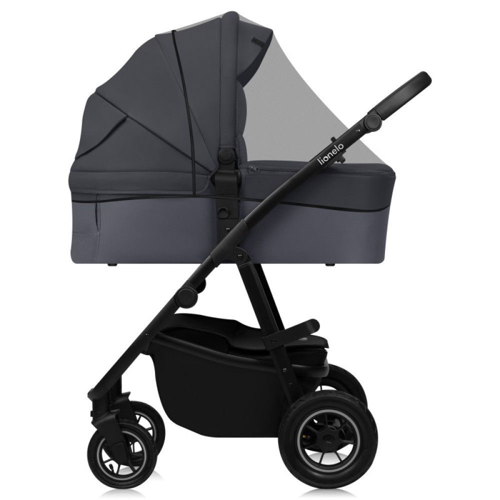 Lionelo Amber Plus - дитяча коляска 2 в 1, всесезонний візочок з люлькою для новонароджених, швидке складання, високе кріплення люльки (75 см) • Grey Graphite