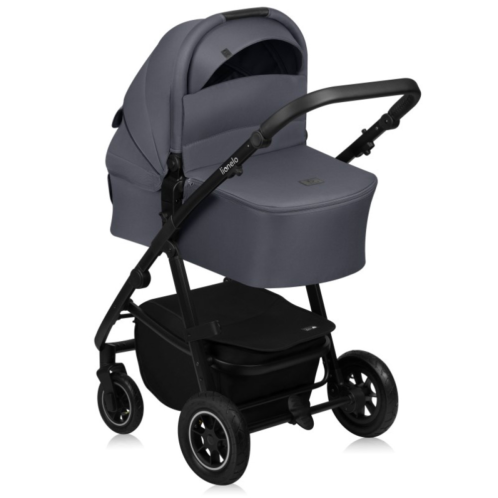 Lionelo Amber Plus - дитяча коляска 2 в 1, всесезонний візочок з люлькою для новонароджених, швидке складання, високе кріплення люльки (75 см) • Grey Graphite