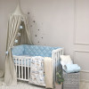 Постільний комплект Маленька Соня Baby Mix Паровозики, 6 предметів, блакитний (0291559)