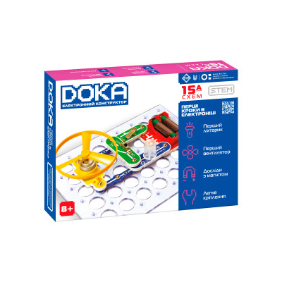 Конструктор електронний Doka Перші кроки в електроніці (А), 15 схем (D70709)