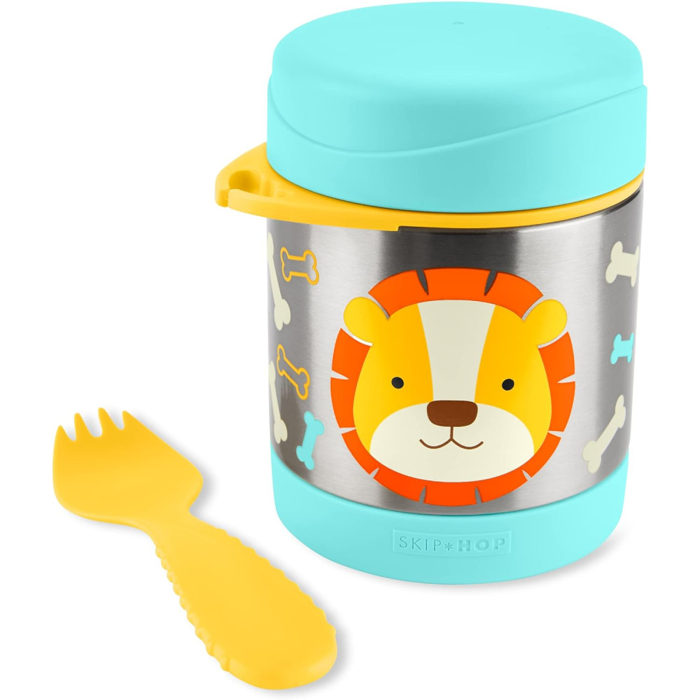 Термос для їжі з ложкою-вилкою Skip Hop з нержавіючої сталі - Левеня (9O285210) Термос для їжі з ложкою-вилкою Skip Hop з нержавіючої сталі - Левеня (9O285210)
