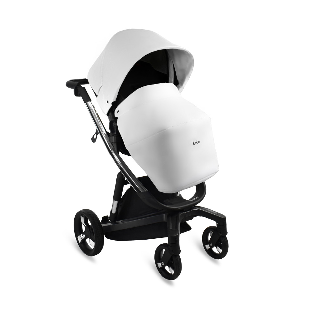iBebe i-Stop - коляска 2 в 1, електричні гальма, м\'яка амортизація, реверсивний прогулянковий блок, екошкіра • IS32 Eco White