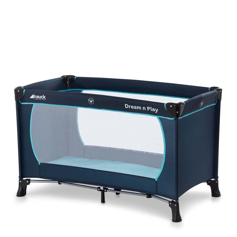 Hauck Dream N Play Plus - детский манеж-кроватка для путешествий • Navy/Aqua
