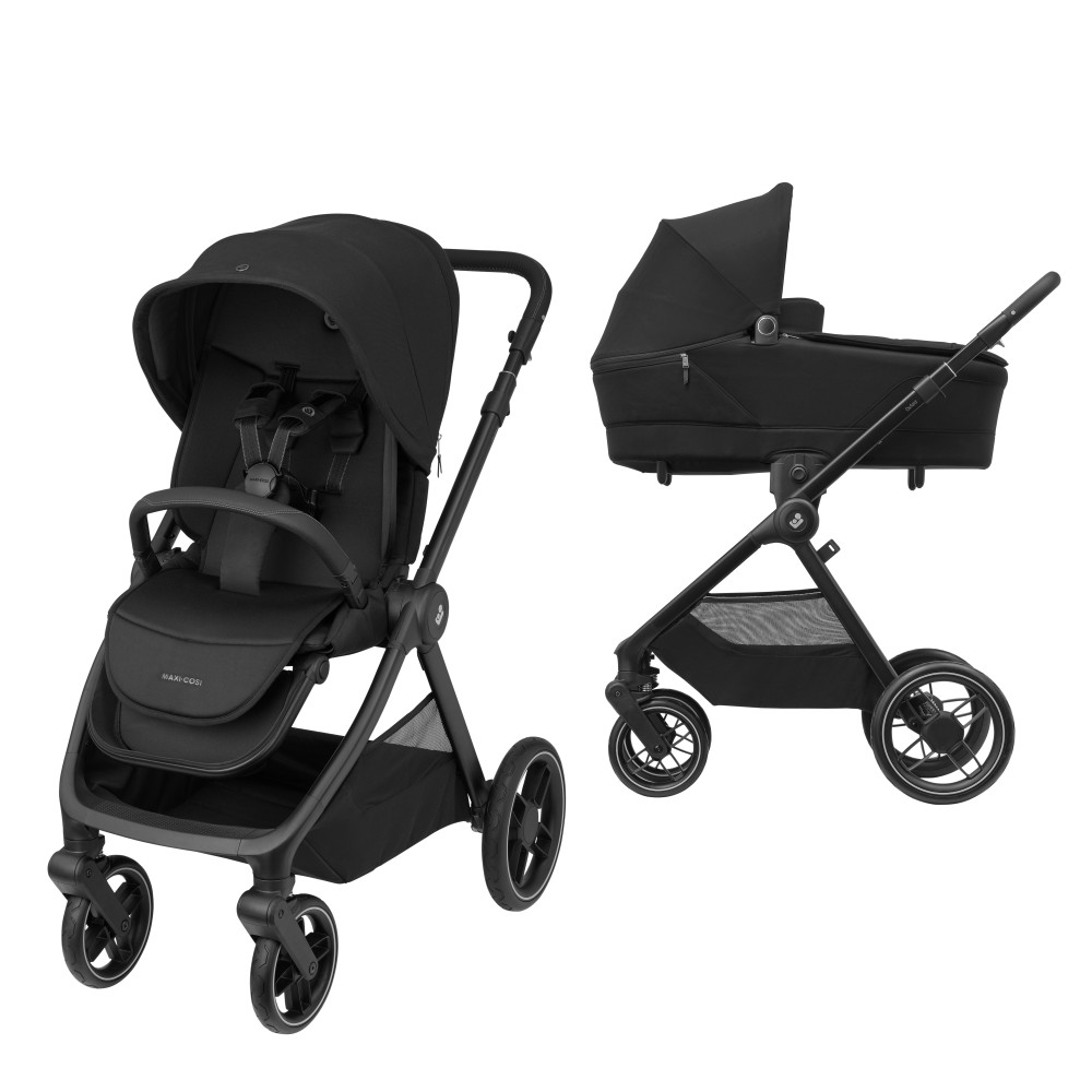 Maxi-Cosi Oxford+ - универсальная коляска 2 в 1, люлька Maxi-Cosi Sense, реверсивный прогулочный блок, мягкая амортизация • Twillic Black