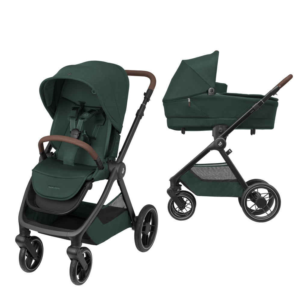 Maxi-Cosi Oxford+ - универсальная коляска 2 в 1, люлька Maxi-Cosi Sense, реверсивный прогулочный блок, мягкая амортизация • Twillic Green