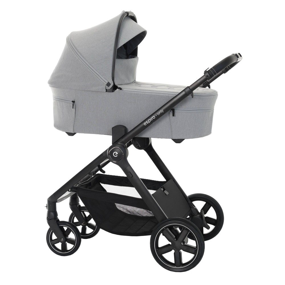Espiro Only - універсальна дитяча коляска 2в1, всесезонний візок (потрійна вентиляція в колисці, регулювання висоти колиски, теплий чохол на ніжки) • 407 Monument Gray Gel