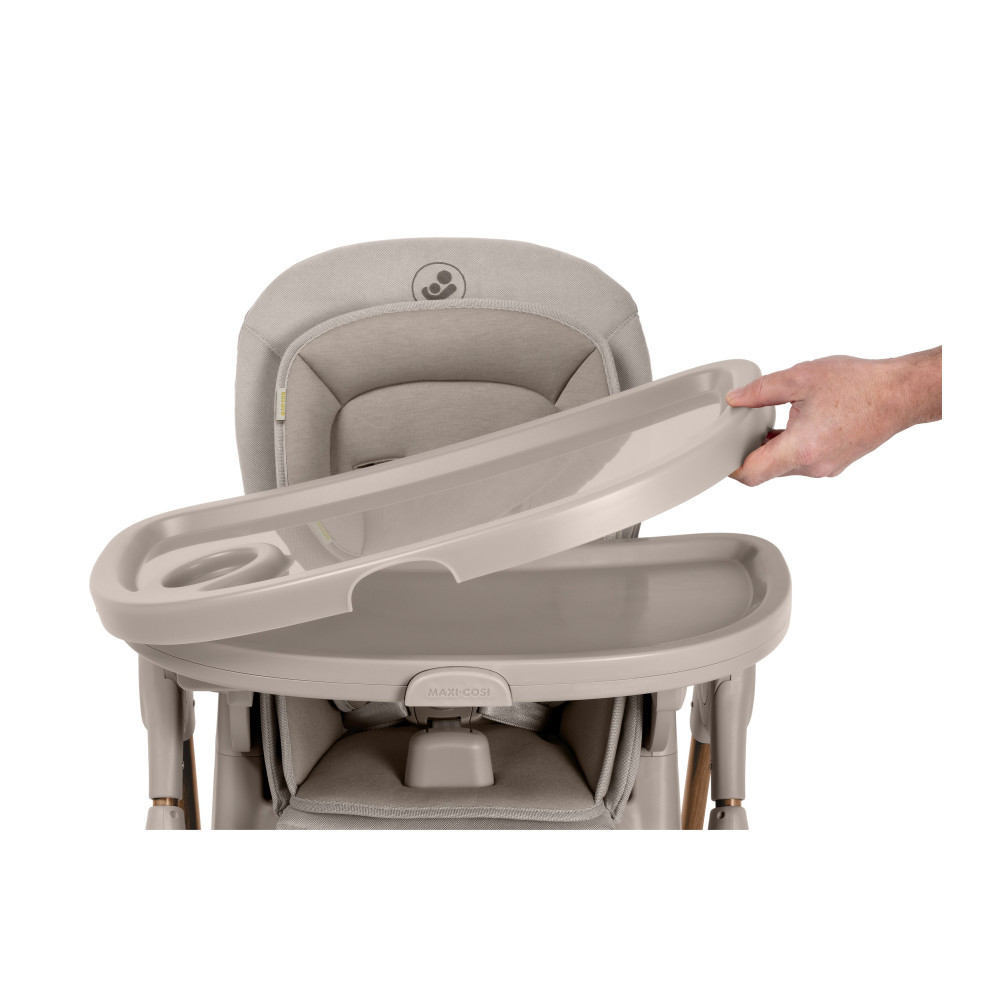 Maxi-Cosi Minla Plus - стільчик для годування, легке переміщення та складання, розкладається до лежачого положення • Elegance Beige