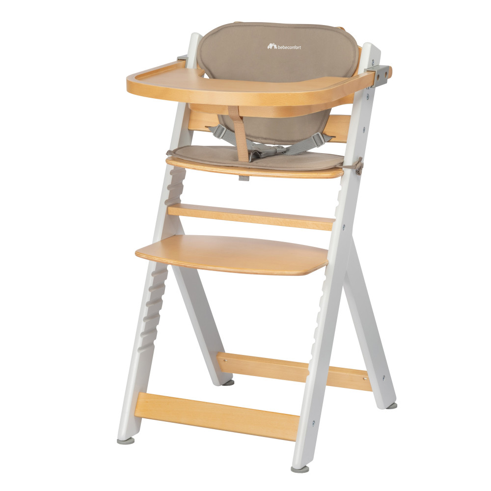 Bebe Confort Timba - стільчик для годування, 4 рівні регулювання висоти, 8 рівнів регулювання підніжки • Light Wood-Beige