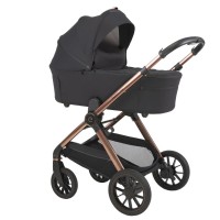 Espiro Code - универсальная детская коляска 2в1, всесезонная коляска (тройная вентиляция в люльке, регулировка высоты люльки, автоматическое складывание) • 10 Clever Black