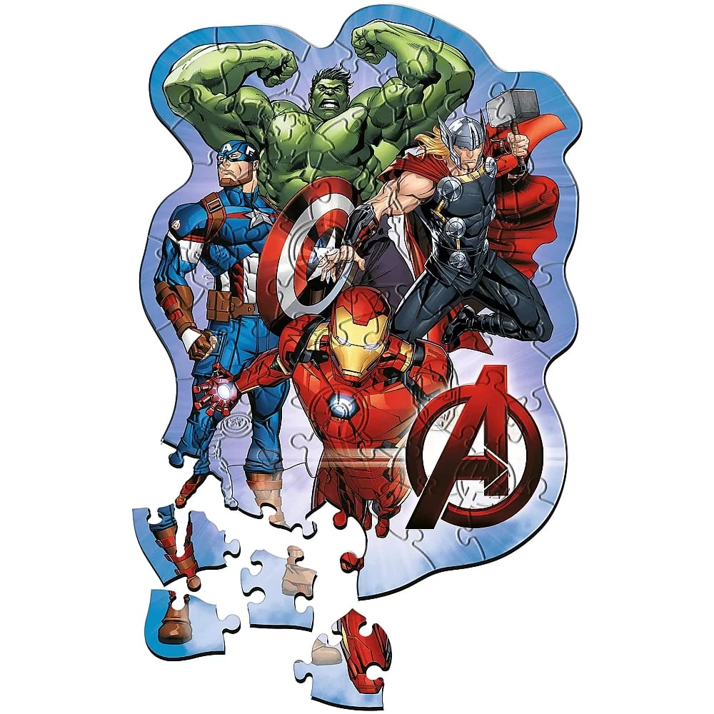 Пазли фігурні з дерева Trefl Marvel Пригоди месників, 50 шт (20256) Пазли фігурні з дерева Trefl Marvel Пригоди месників, 50 шт (20256)