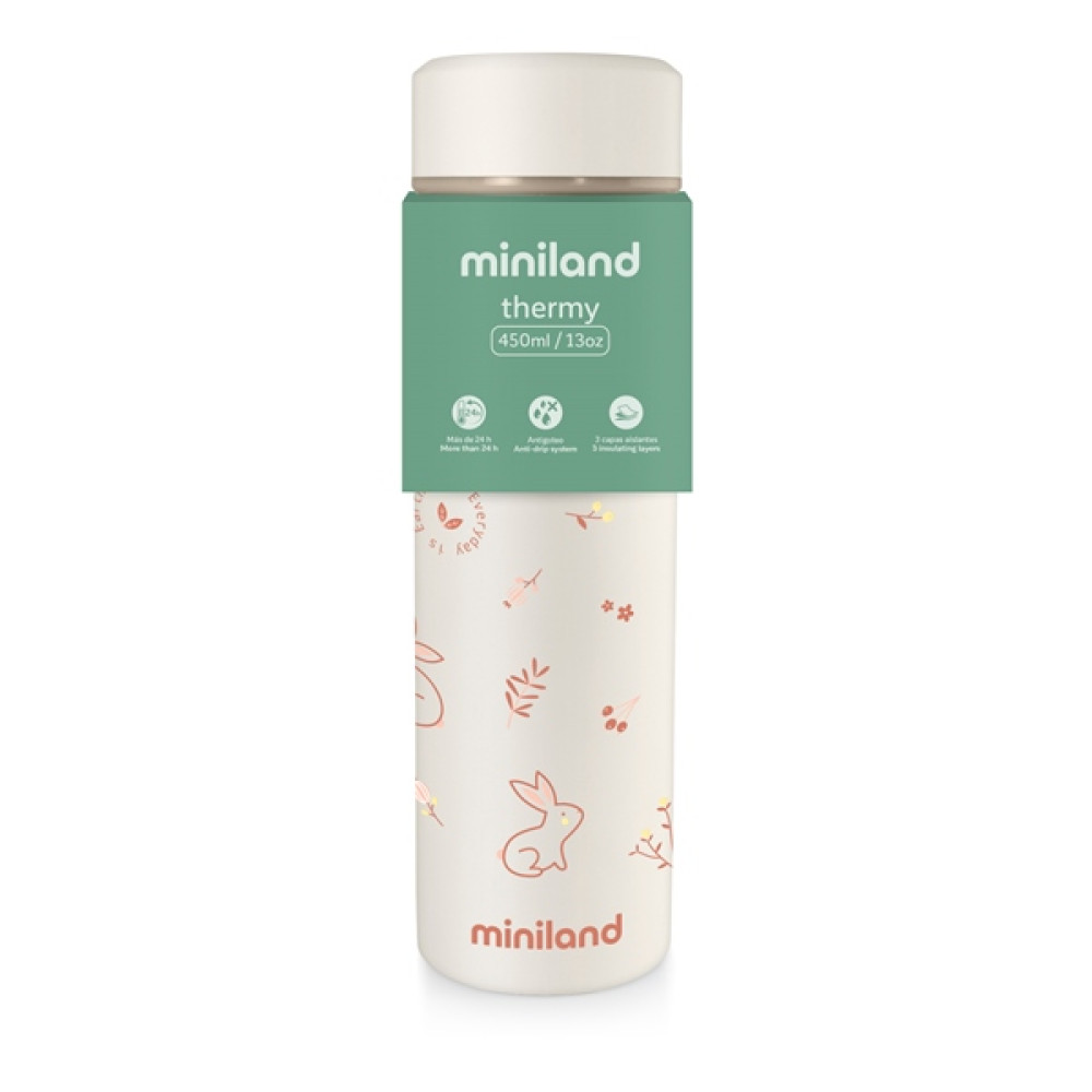Miniland Natur Thermos - термос для напитков 450мл • Кролик