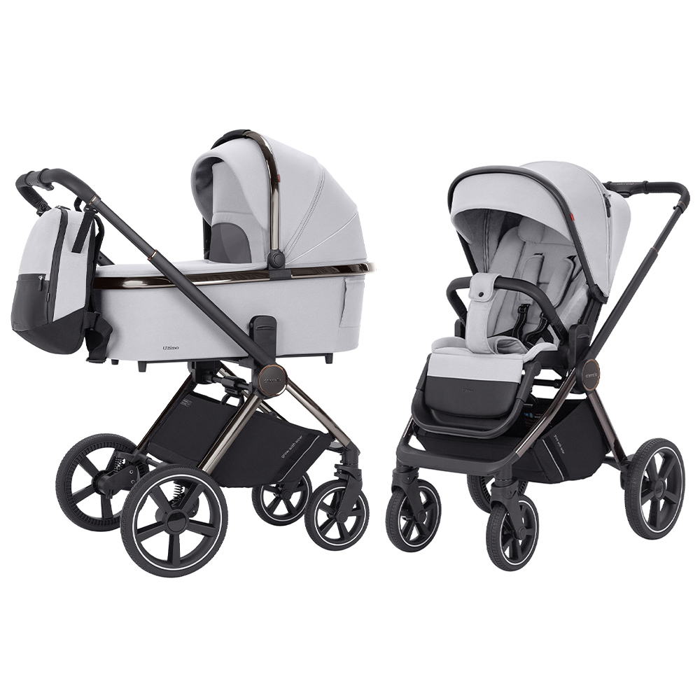 Carrello Ultimo CRL-6520 - дитяча універсальна коляска 2в1, коляска з люлькою, регулювання висоти люльки та прогулянкового блоку, всесезонний візок • Arctic Grey