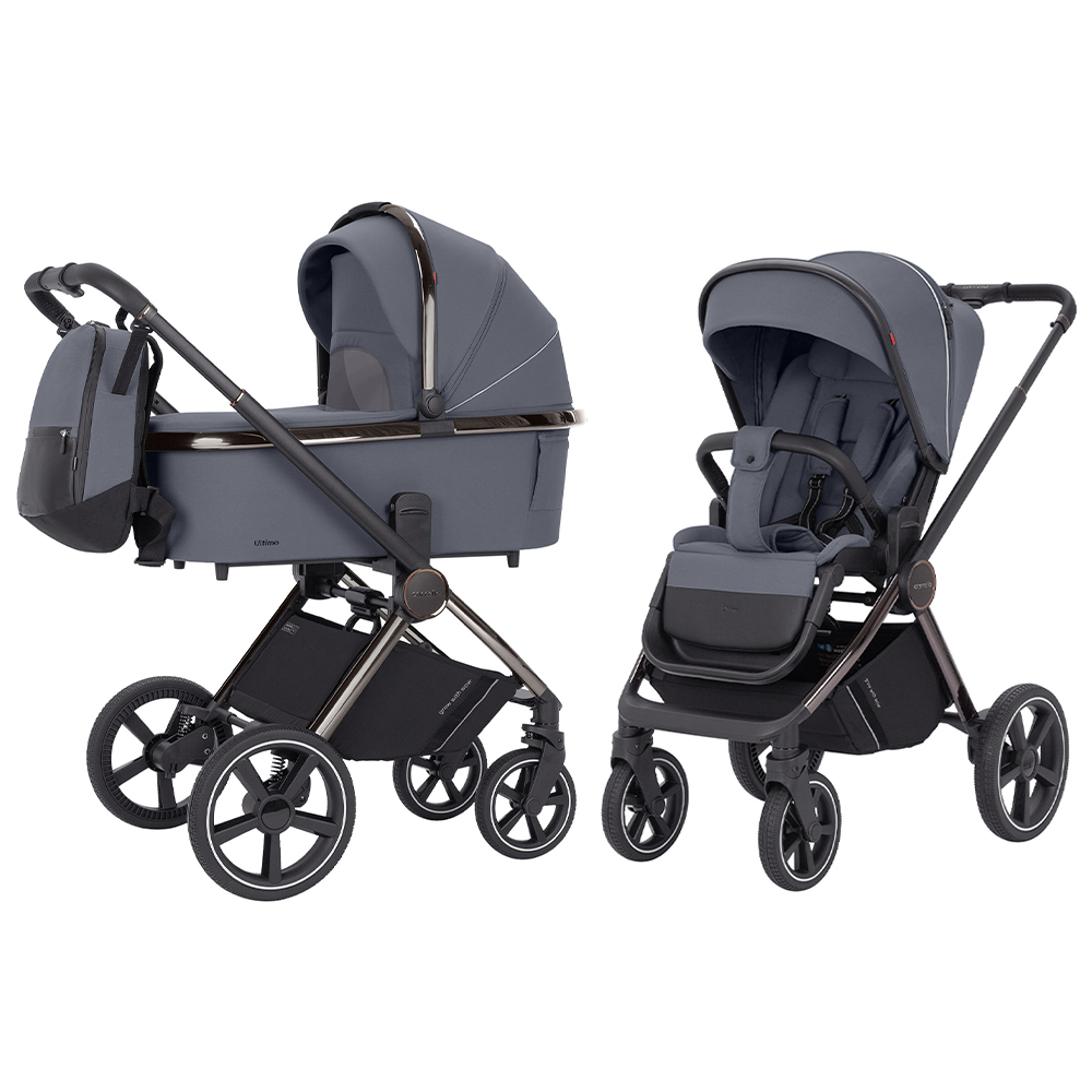 Carrello Ultimo CRL-6520 - дитяча універсальна коляска 2в1, коляска з люлькою, регулювання висоти люльки та прогулянкового блоку, всесезонний візок • Cool Grey