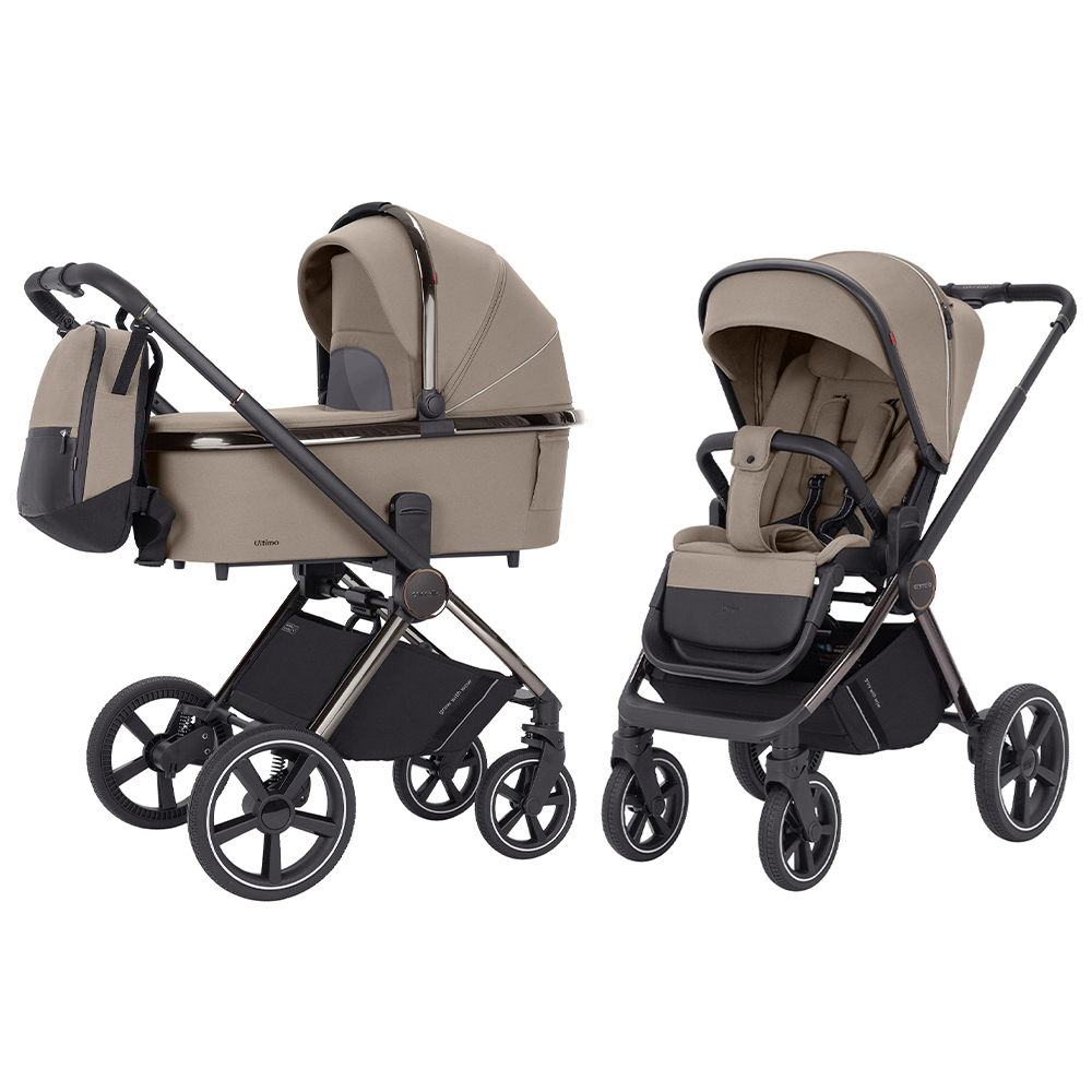 Carrello Ultimo CRL-6520 - дитяча універсальна коляска 2в1, коляска з люлькою, регулювання висоти люльки та прогулянкового блоку, всесезонний візок • Pearl Beige