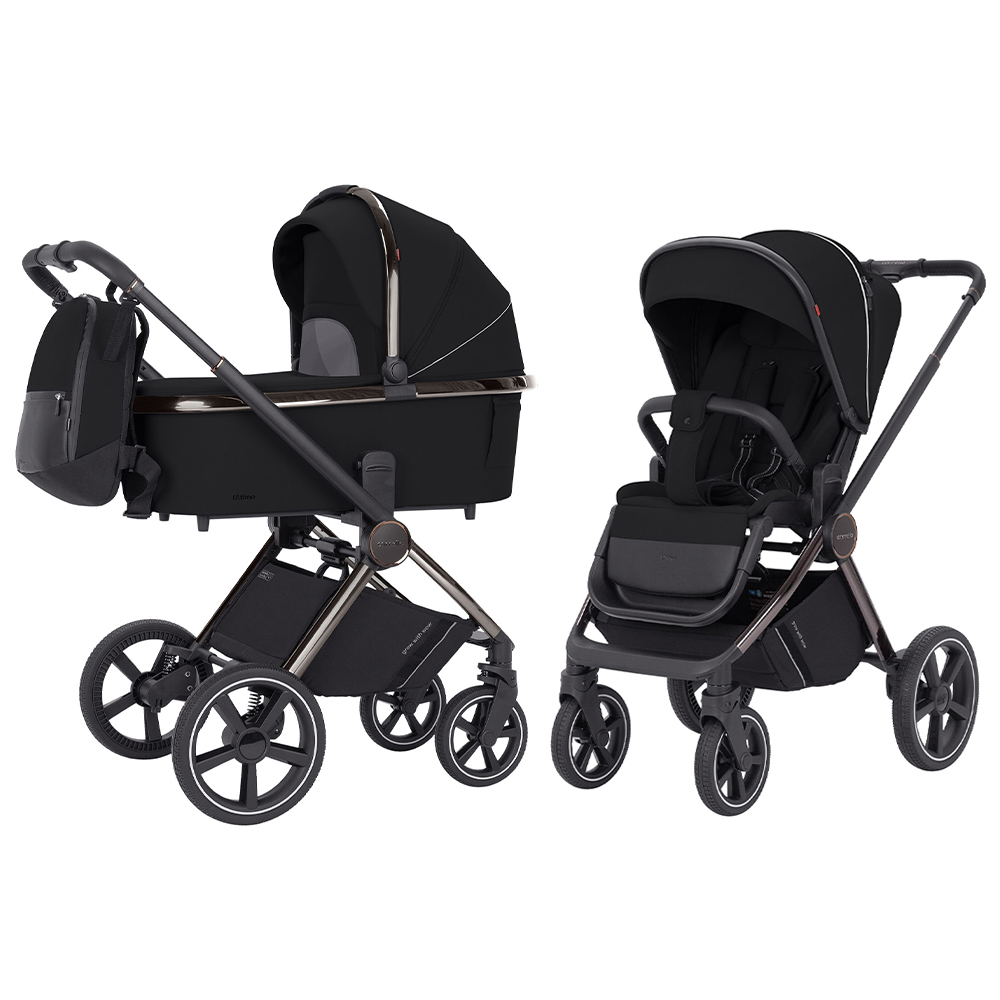 Carrello Ultimo CRL-6520 - дитяча універсальна коляска 2в1, коляска з люлькою, регулювання висоти люльки та прогулянкового блоку, всесезонний візок • Sable Black