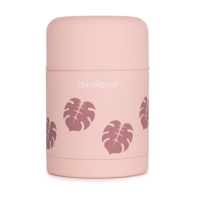 Miniland Food Thermy - харчовий термос 600мл із колекції Terra з каучуковим покриттям • Leaves