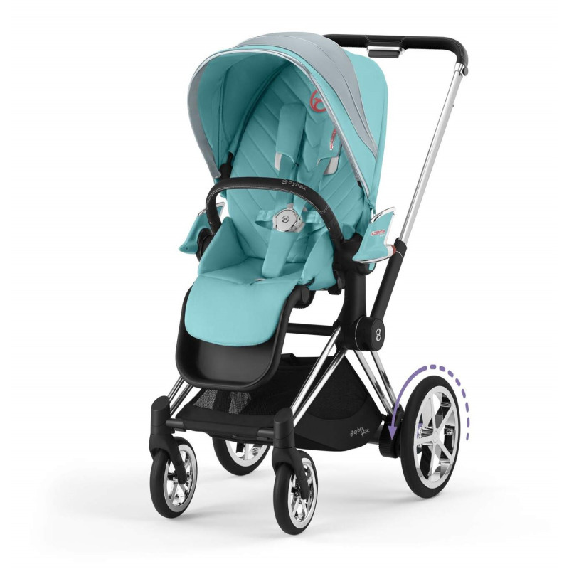  Cybex ePriam by Jeremy Scott - стильная универсальная детская коляска с умной поддержкой на склонах, режимом качания и тихими электромоторами • Car
