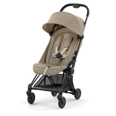 Cybex Coya - легкая прогулочная коляска для путешествий, ультракомпактная коляска премиум (ручная кладь), черная рама • Cozy Beige