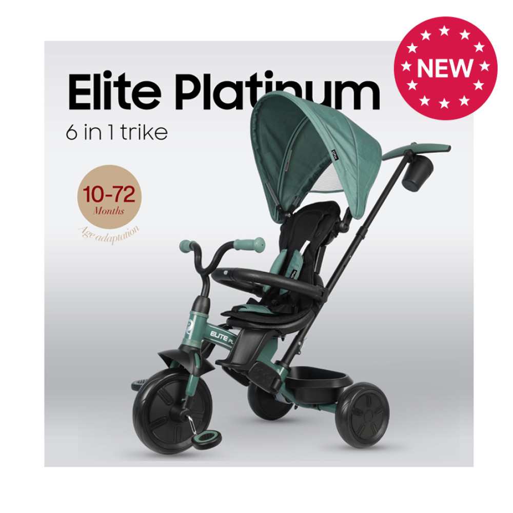 Qplay Elite Platinum - триколісний дитячий велосипед (від 10 місяців до 6 років), сидіння обертається на 360°, 5-точкові ремені безпеки, регульована по висоті батьківська ручка • Grey Qplay Elite Platinum - триколісний дитячий велосипед (від 10 місяців до 6 років), сидіння обертається на 360°, 5-точкові ремені безпеки, регульована по висоті батьківська ручка • Grey