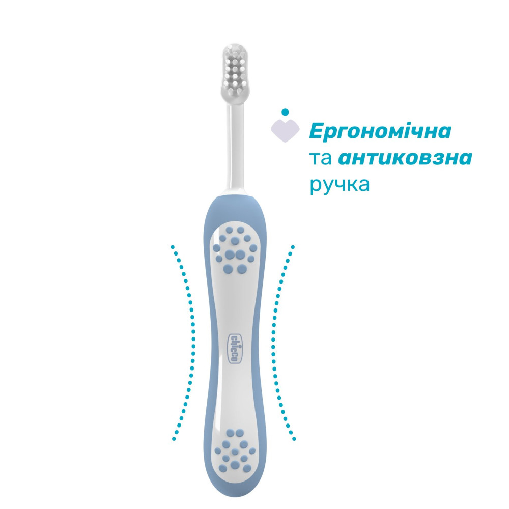 Зубная щетка Chicco для первых зубов, 6-36 мес Blue Зубная щетка Chicco для первых зубов, 6-36 мес Blue