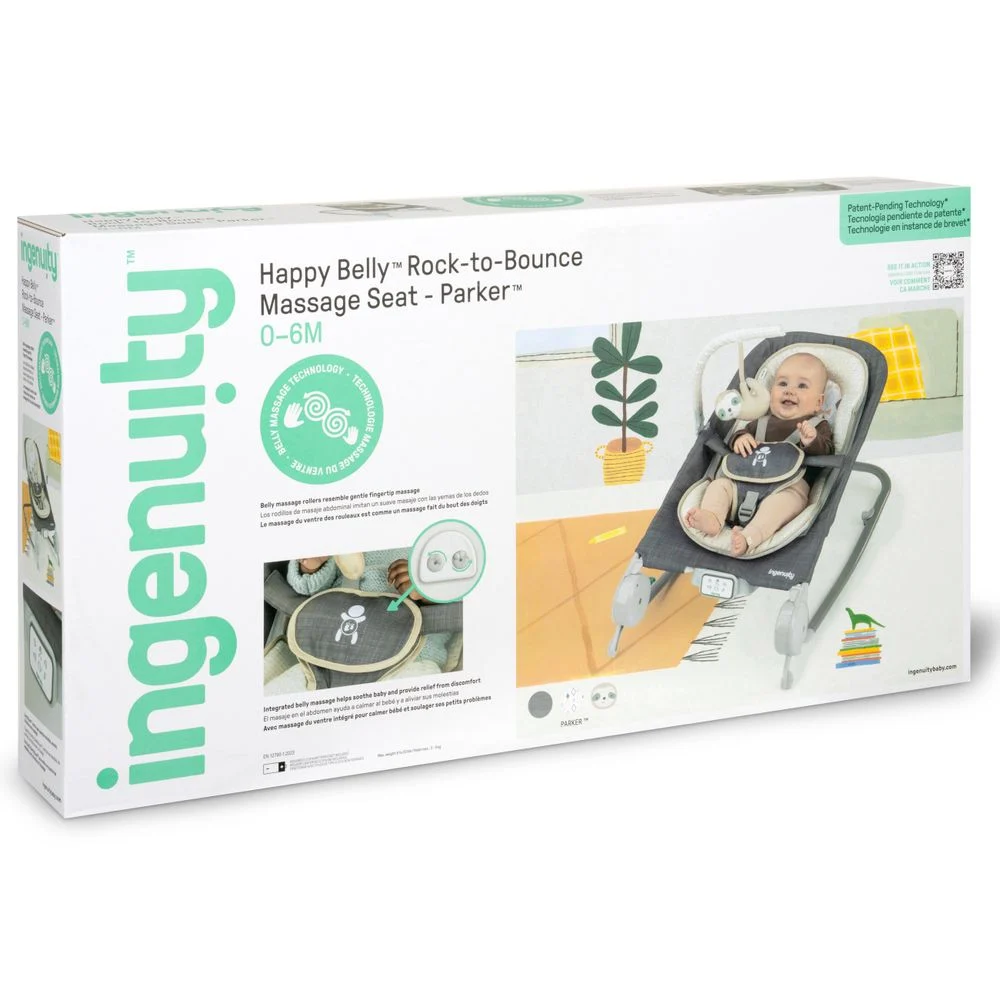Шезлонг Ingenuity Parker-Chambray з технологією Happy Belly Grey