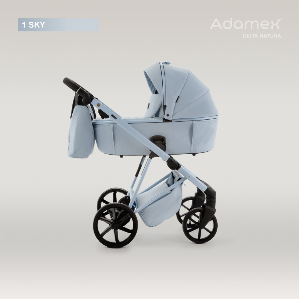 Adamex Delta - дитяча коляска 2в1, універсальний візок, панорамна вентиляція в люльці • Sky (DN-1) Adamex Delta - дитяча коляска 2в1, універсальний візок, панорамна вентиляція в люльці • Sky (DN-1)