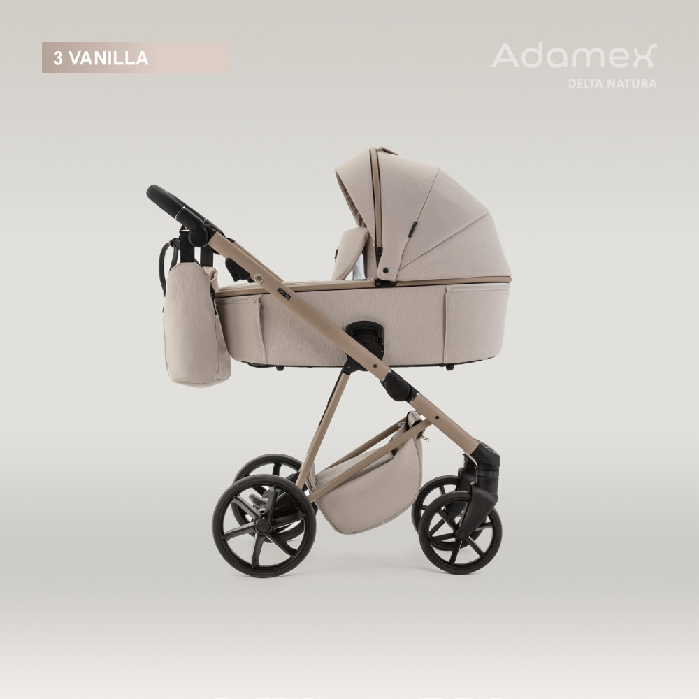 Adamex Delta - дитяча коляска 2в1, універсальний візок, панорамна вентиляція в люльці • Vanilla (DN-3) Adamex Delta - дитяча коляска 2в1, універсальний візок, панорамна вентиляція в люльці • Vanilla (DN-3)