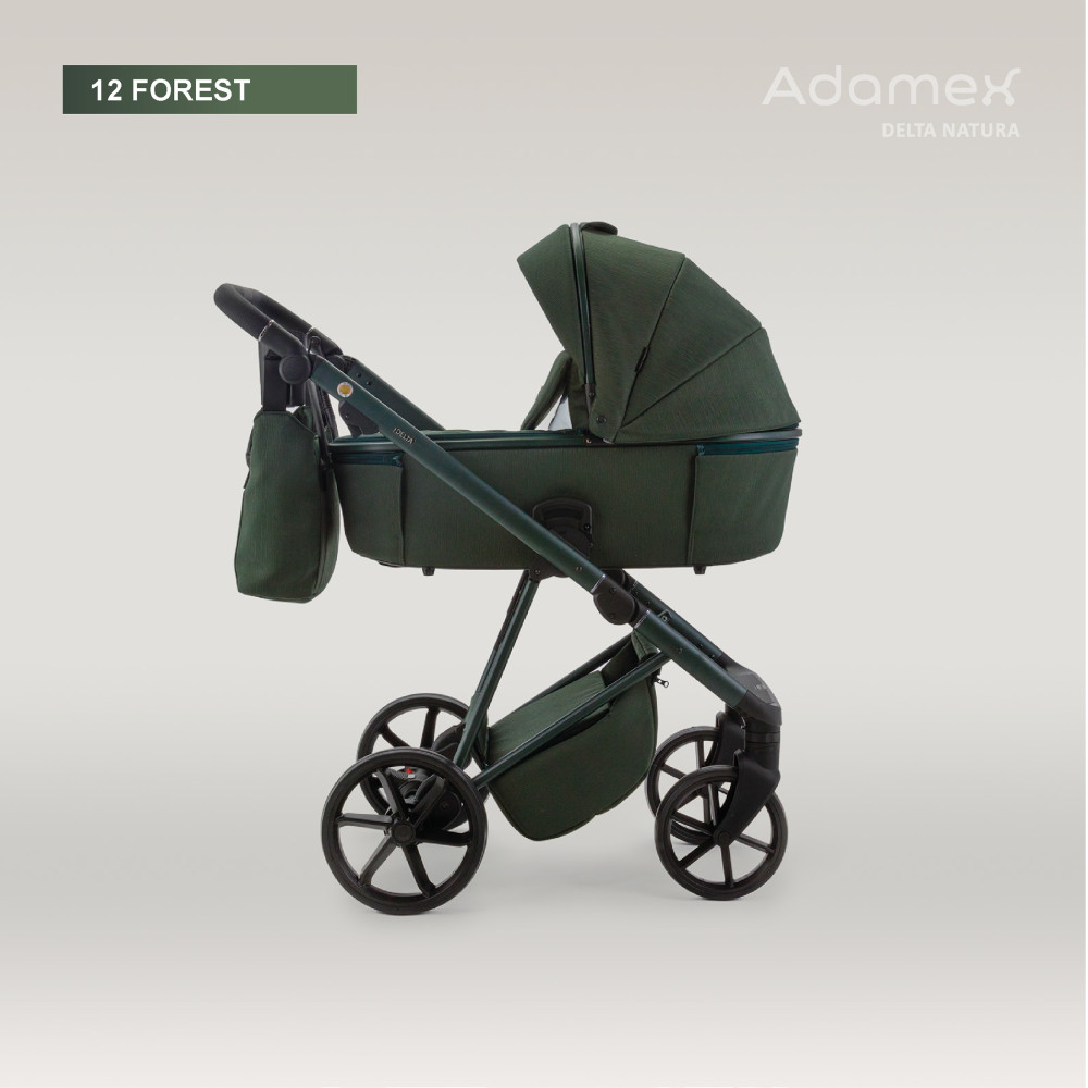 Adamex Delta - детская коляска 2в1, панорамная вентиляция в люльке • Forest (DN-12)