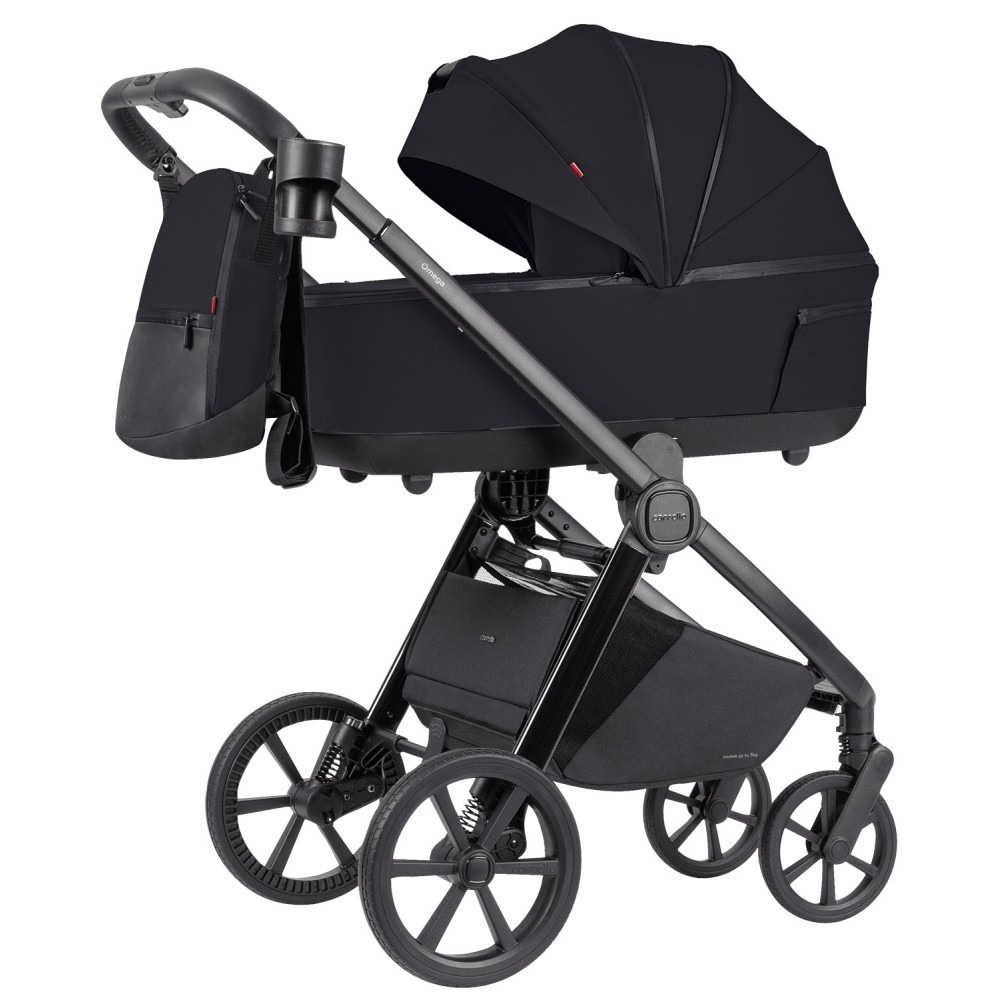 Carrello Omega Plus CRL-6540/1 - детская коляска 2 в 1, всесезонная коляска с фонариком LED, термолюлька, регулировка люльки по высоте, большие колеса, телескопическая ручка • Cosmo Black Carrello Omega Plus CRL-6540/1 - детская коляска 2 в 1, всесезонная коляска с фонариком LED, термолюлька, регулировка люльки по высоте, большие колеса, телескопическая ручка • Cosmo Black