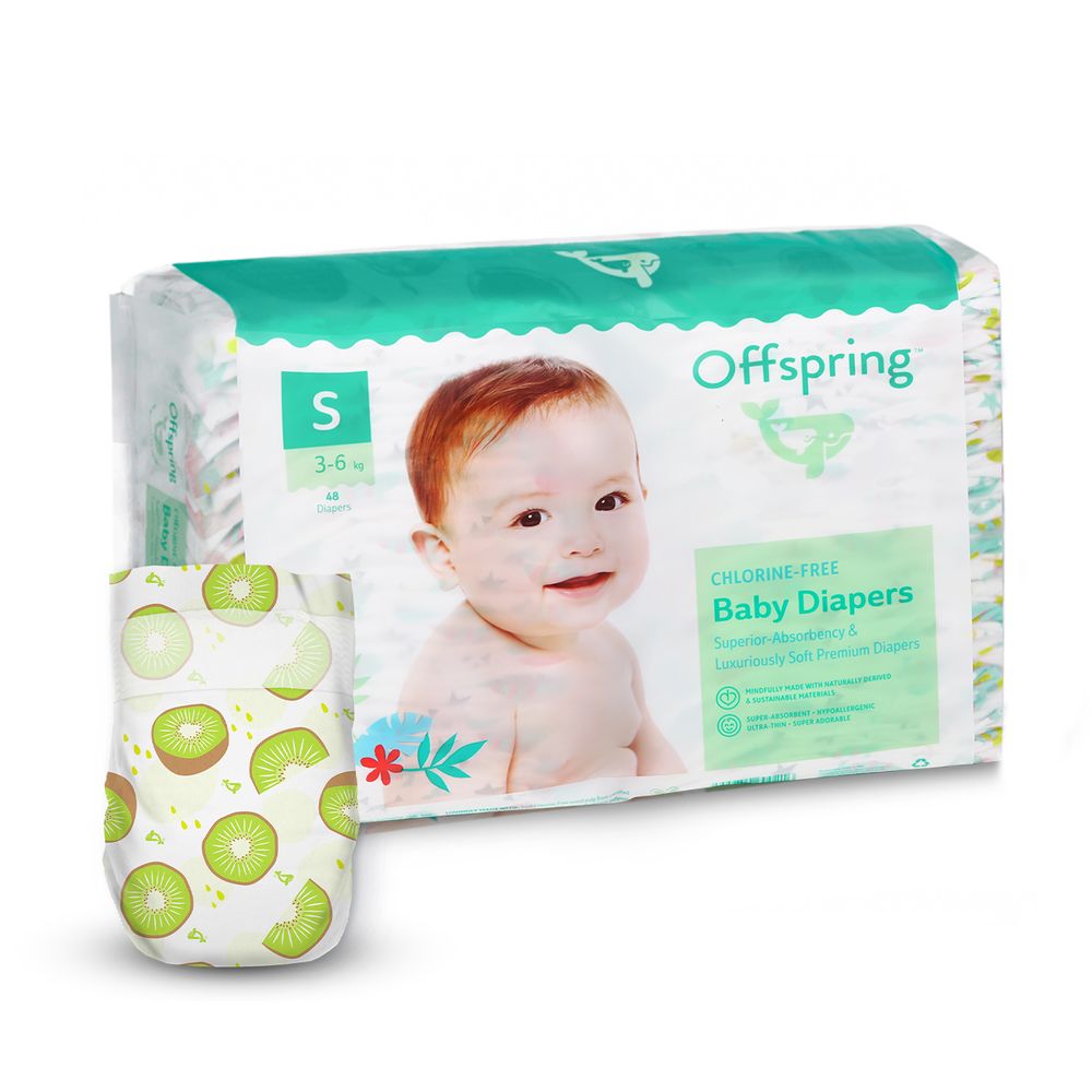Offspring Hairykiwi - підгузки австралійські екологічні та ультрапоглинаючі, 48 шт • S (3 - 6 кг)