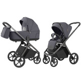 Carrello Vector CRL-6551 - легкая детская коляска 2в1 с регулировкой высоты люльки и прогулочного сиденья, большие колеса, телескопическая ручка • Ultimate Grey
