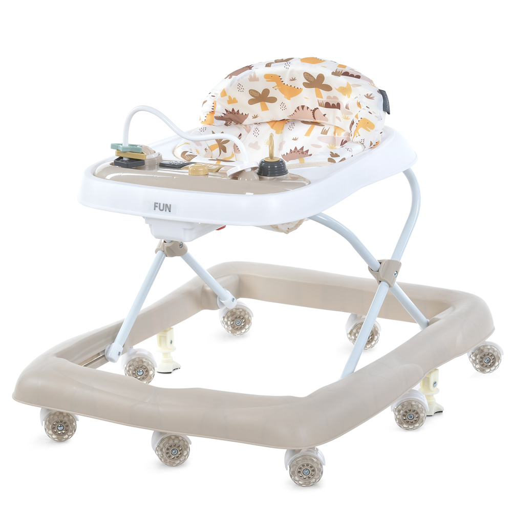 El Camino FUN Me 1184 - детские ходунки, широкая устойчивая конструкция, регулируемая высота, стопор на задних колесах • Beige