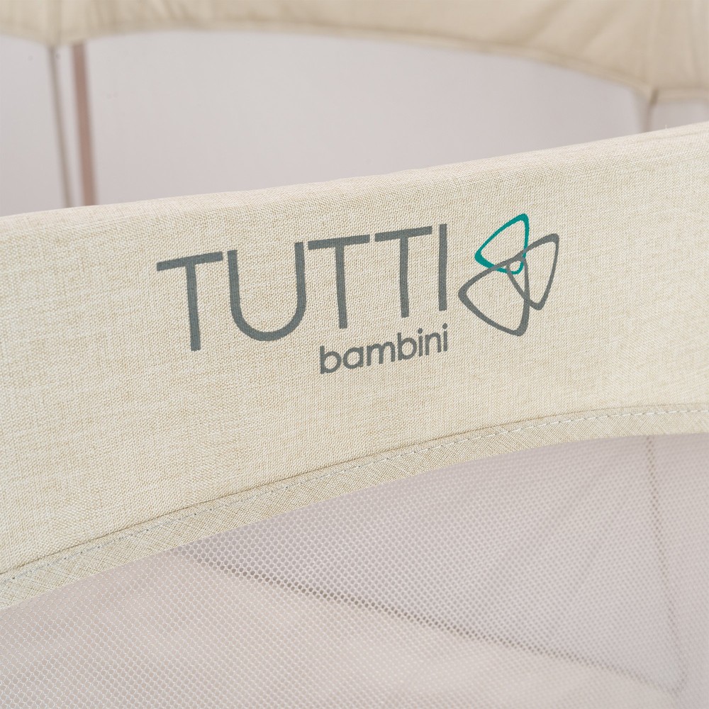 Tutti Bambini Hexa - детский манеж, легкий и компактный, быстро складывается, дышащий текстиль, боковое окошко • Beige