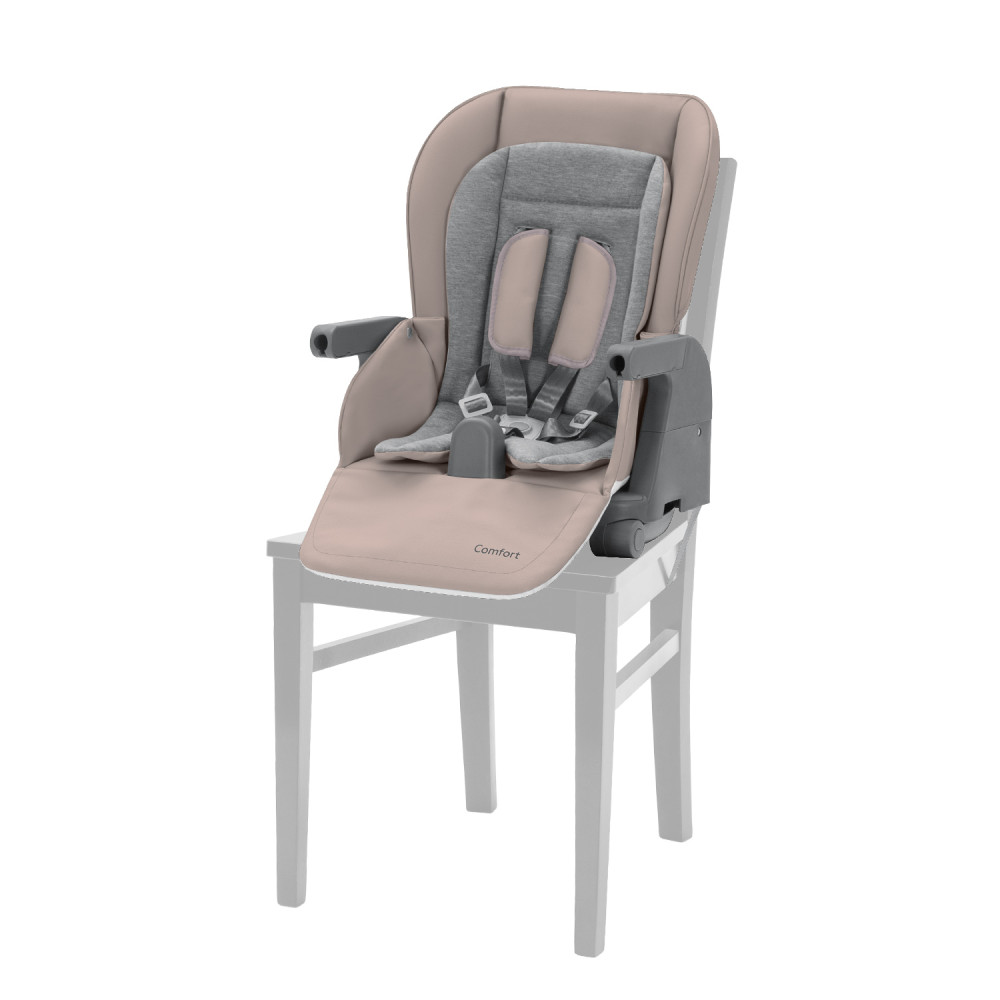 Carrello Comfort CRL-9506 - многофункциональный стульчик для кормления, компактное складывание, регулируемая высота, сиденье-бустер для взрослых детей • Noble Beige