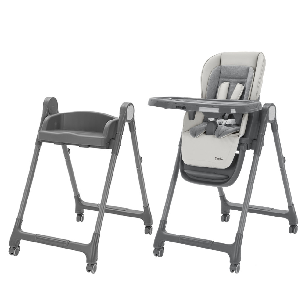 Carrello Comfort CRL-9506 - многофункциональный стульчик для кормления, компактное складывание, регулируемая высота, сиденье-бустер для взрослых детей • Royal Grey