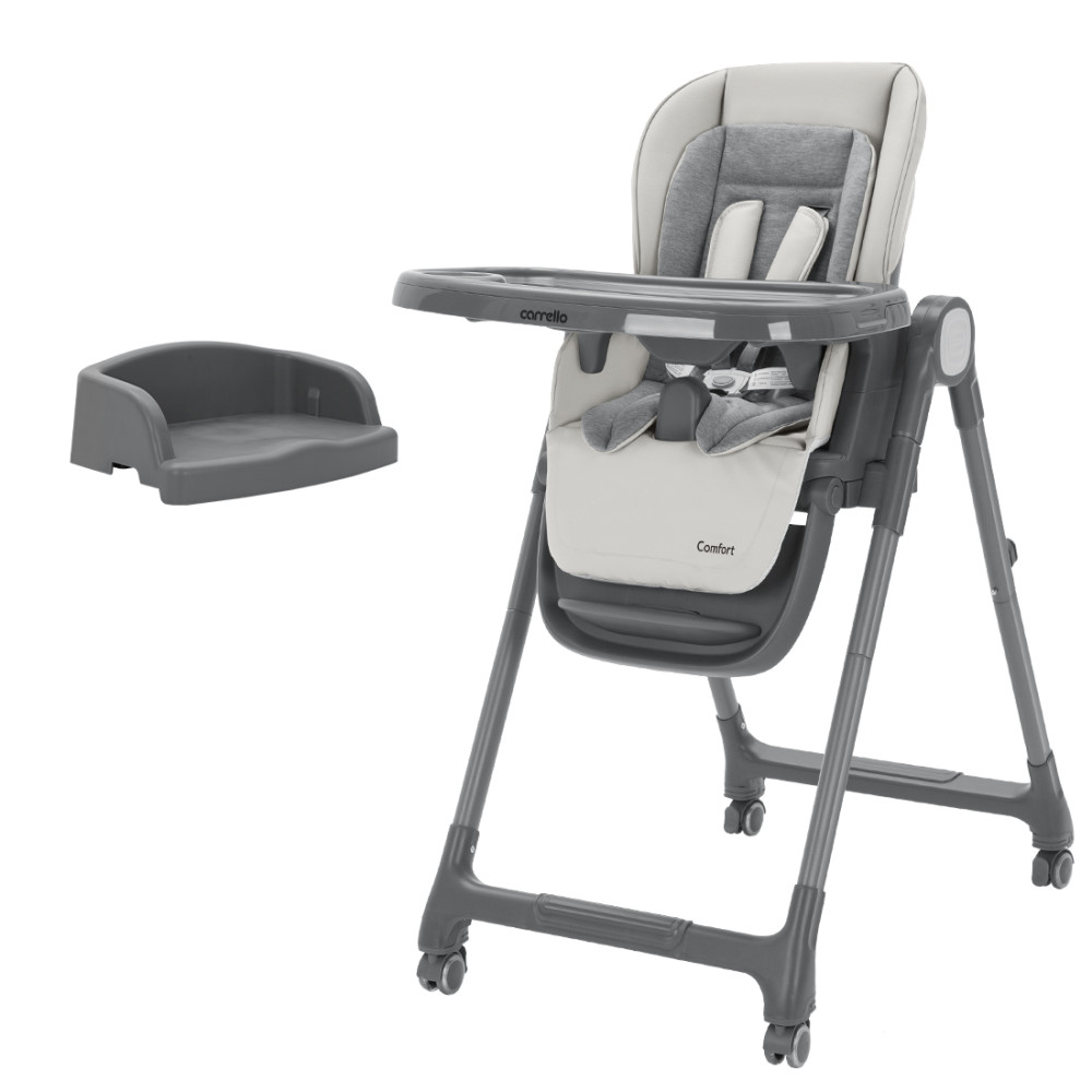 Carrello Comfort CRL-9506 - многофункциональный стульчик для кормления, компактное складывание, регулируемая высота, сиденье-бустер для взрослых детей • Royal Grey