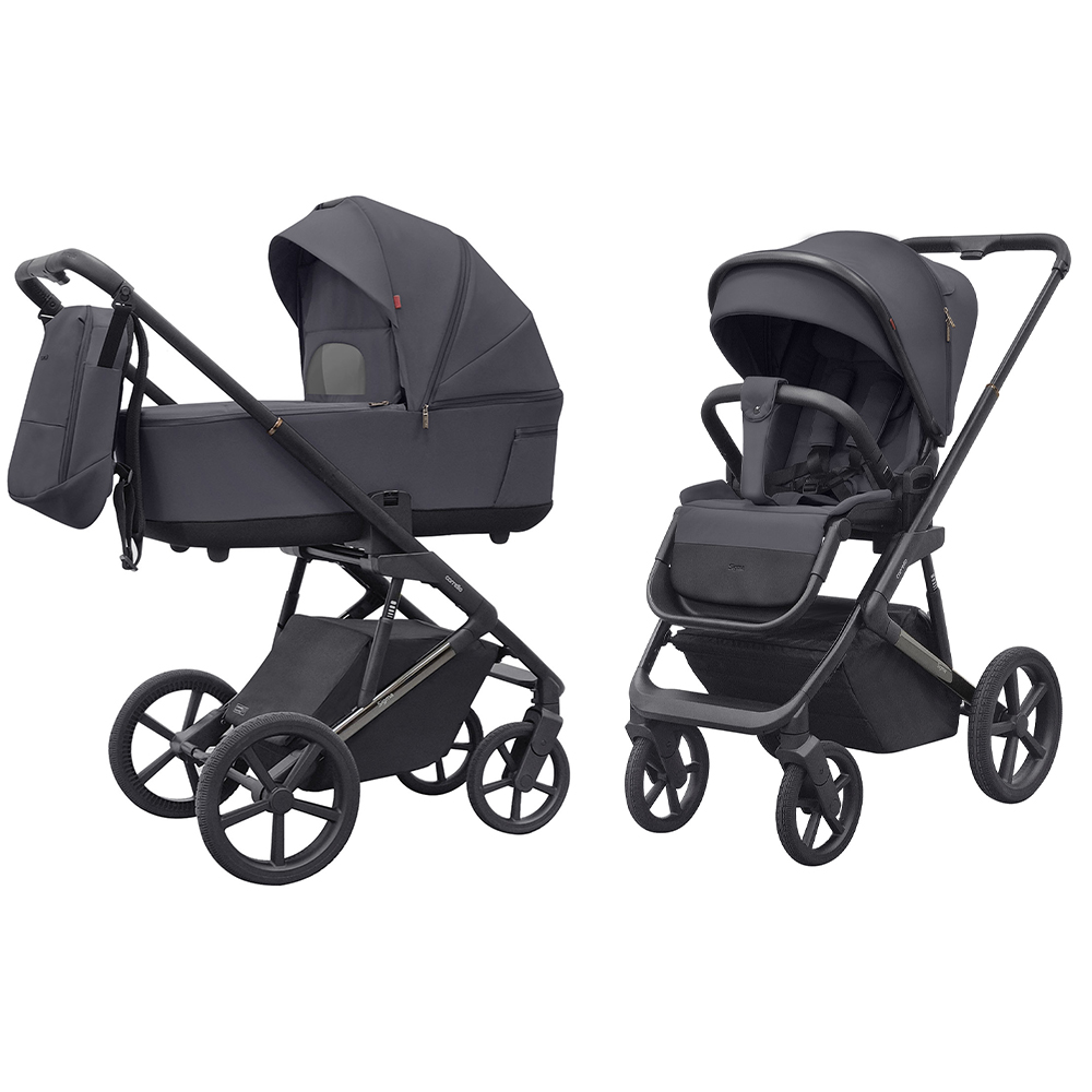 Carrello Sigma CRL-6523 - универсальная коляска 2 в 1, большие колеса, компактное складывание • Club Grey