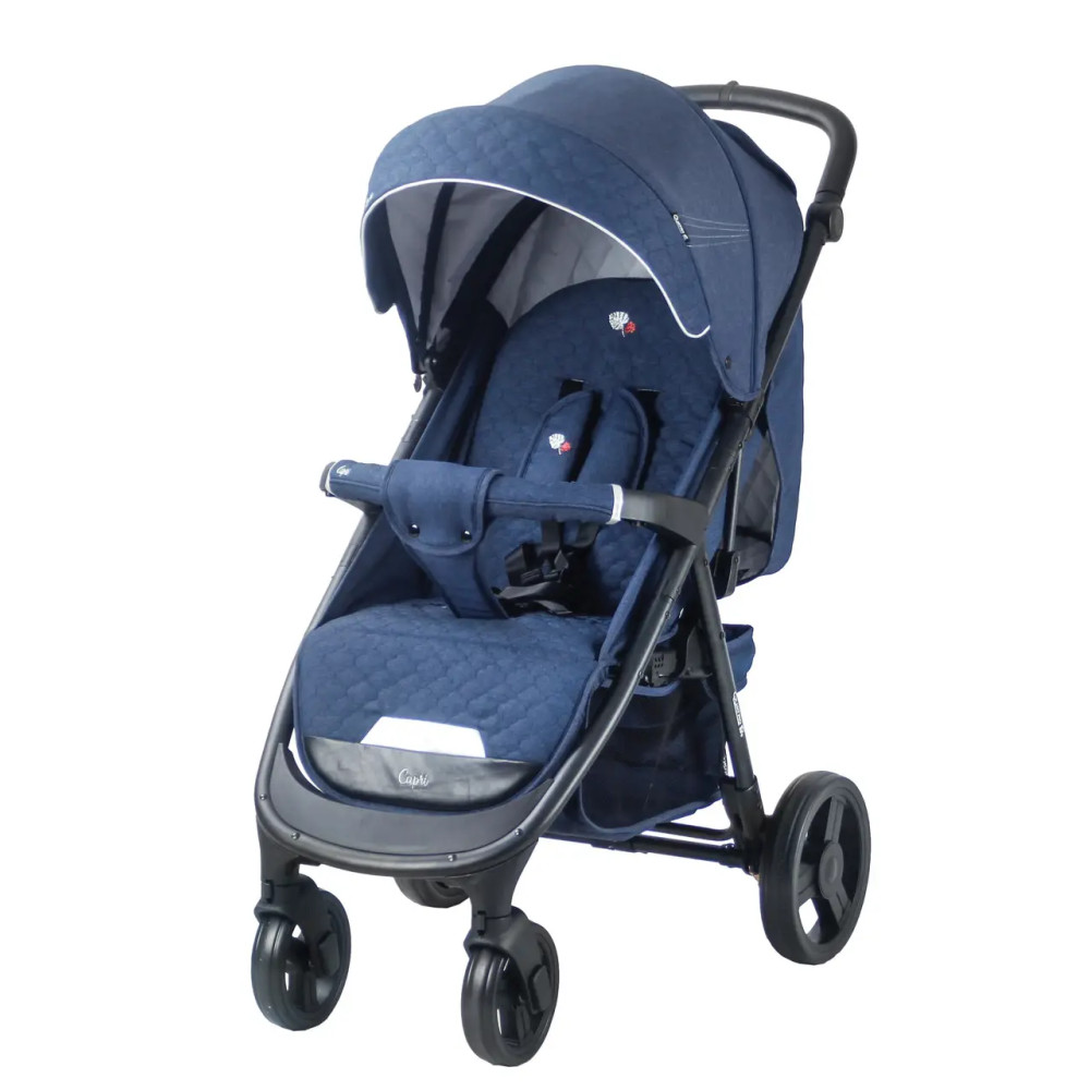 Quatro Capri - прогулянкова коляска, регульована спинка, великий капюшон, поліуретанові колеса, легко складається • Blue (17)