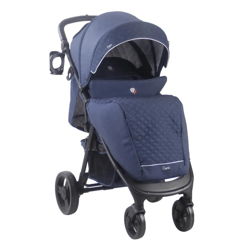 Quatro Capri - прогулянкова коляска, регульована спинка, великий капюшон, поліуретанові колеса, легко складається • Blue (17)