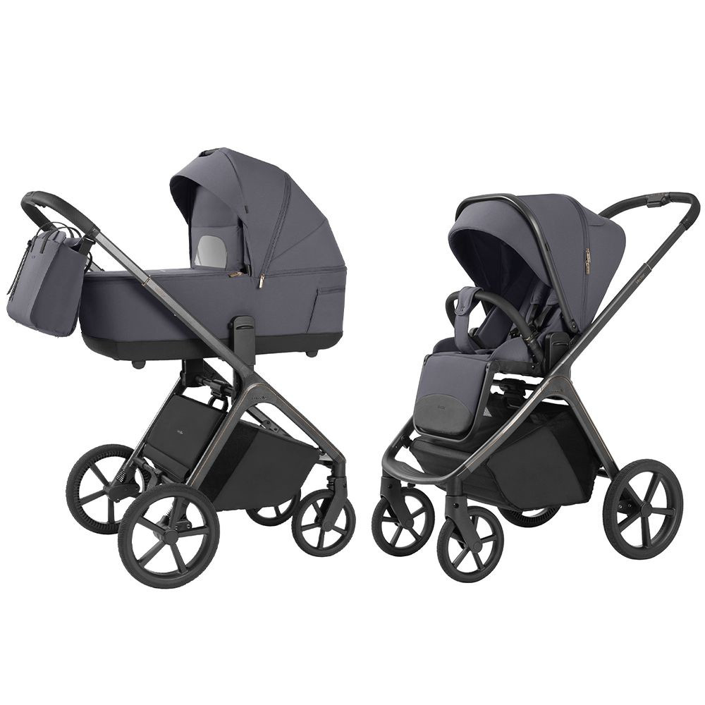 Carrello Vector CRL-6551 - легкая детская коляска 3в1 с регулировкой высоты люльки и прогулочного сиденья, с автокреслом для новорожденного Carrello Nova (0 - 15 месяцев / 40 - 87 см) • Ultimate Grey