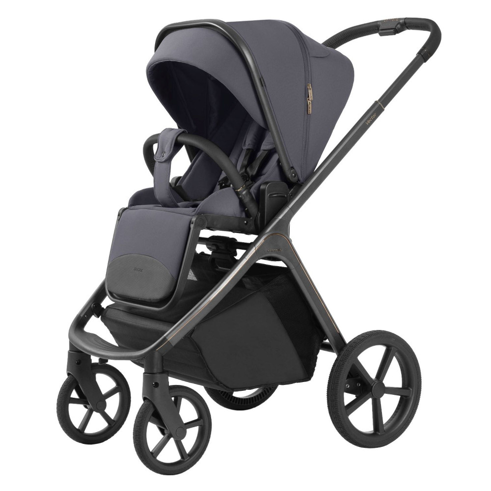 Carrello Vector CRL-6551 - легкая детская коляска 3в1 с регулировкой высоты люльки и прогулочного сиденья, с автокреслом для новорожденного Carrello Nova (0 - 15 месяцев / 40 - 87 см) • Ultimate Grey