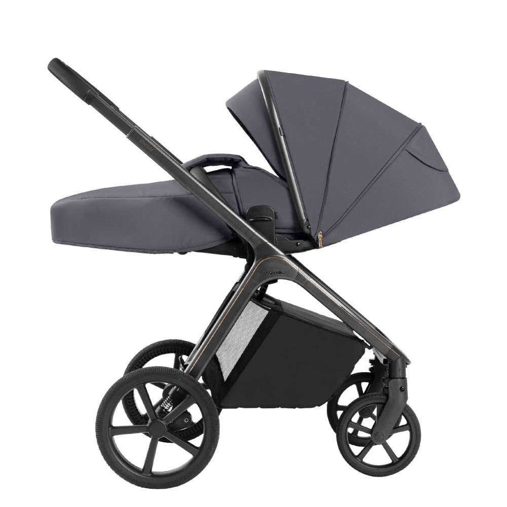 Carrello Vector CRL-6551 - легкая детская коляска 3в1 с регулировкой высоты люльки и прогулочного сиденья, с автокреслом для новорожденного Carrello Nova (0 - 15 месяцев / 40 - 87 см) • Ultimate Grey