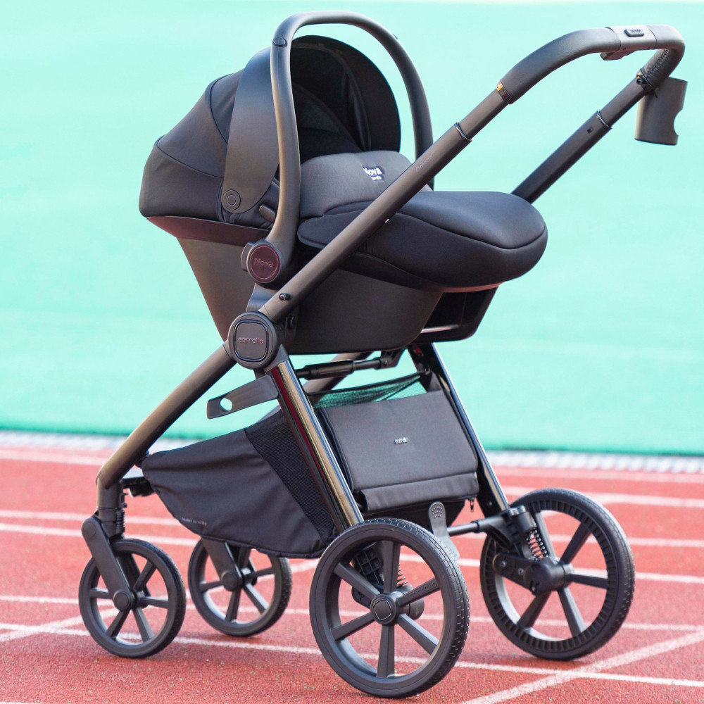 Carrello Vector CRL-6551 - легкая детская коляска 3в1 с регулировкой высоты люльки и прогулочного сиденья, с автокреслом для новорожденного Carrello Nova (0 - 15 месяцев / 40 - 87 см) • Golden Beige