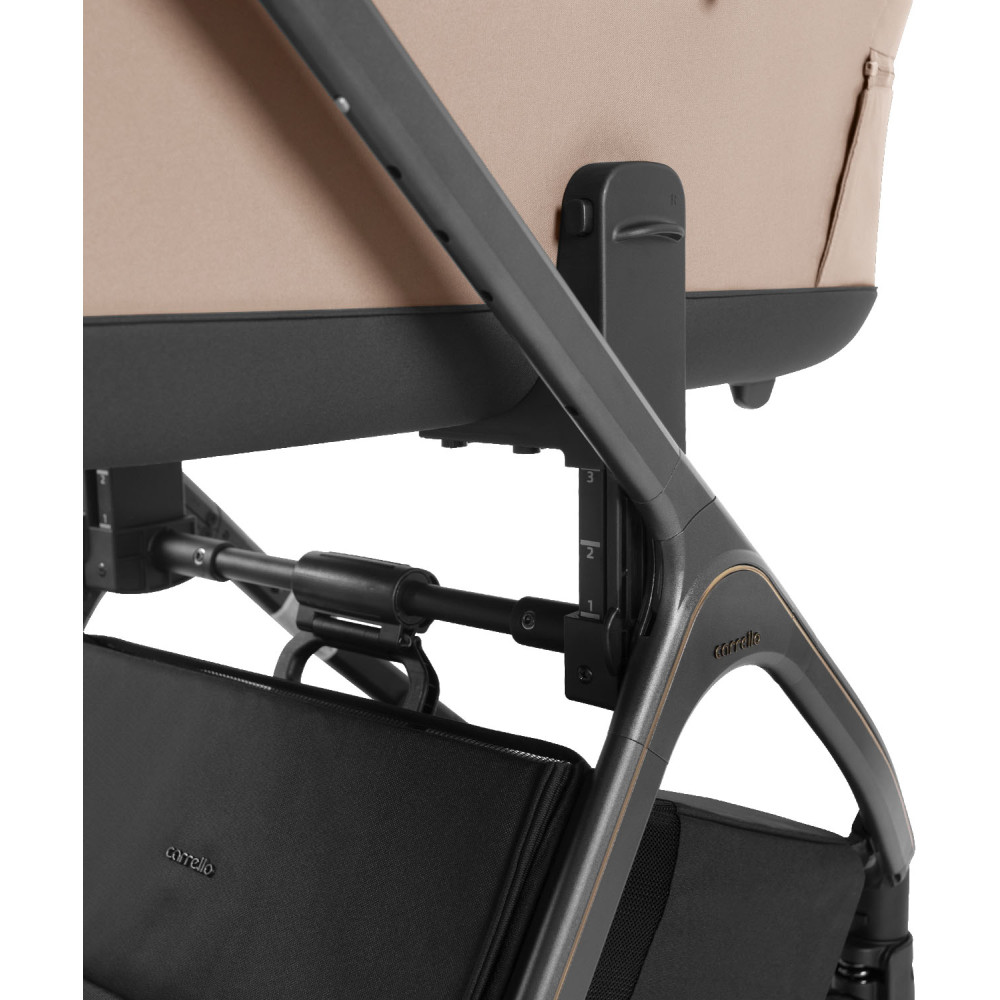 Carrello Vector CRL-6551 - легкая детская коляска 3в1 с регулировкой высоты люльки и прогулочного сиденья, с автокреслом для новорожденного Carrello Nova (0 - 15 месяцев / 40 - 87 см) • Mellow Beige
