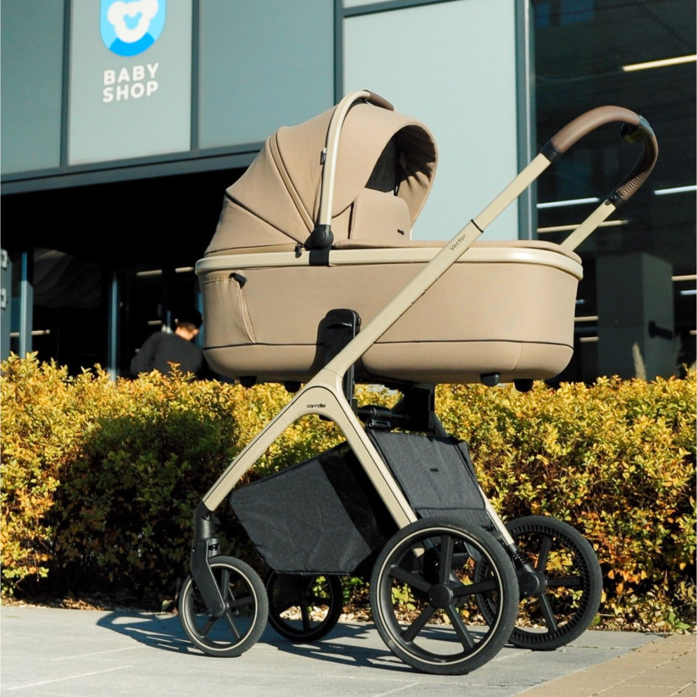 Carrello Vector CRL-6550 - легка дитяча коляска 3в1 з регулюванням висоти люльки та прогулянкового сидіння, з автокріслом для новонародженого Carrello Nova (0 - 15 місяців / 40 - 87 см) • Pearl Black