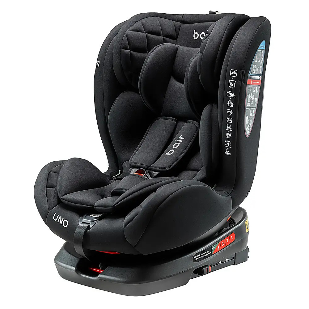 Bair Uno 360 i-Size - автокресло для детей (с рождения до 12 лет / 40 - 150 см), поворотное (360°), крепление ISOFIX • TB-01 Total Black
